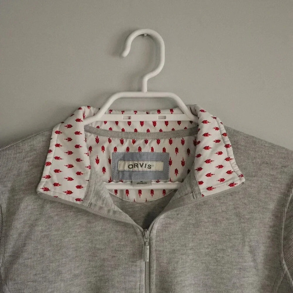 Orvis Sandy Point Grey Women's Medium Quarter Zip Long Sleeve Pullover Sweater - Picture 3 of 12